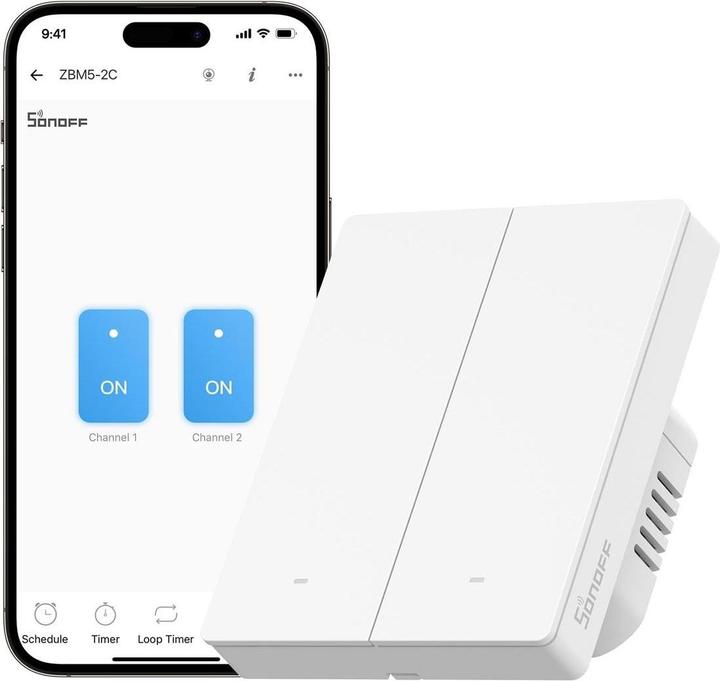 Immagine prodotto Sonoff ZBM5-2C-80W (2-channel) Zigbee smart touch wall switch