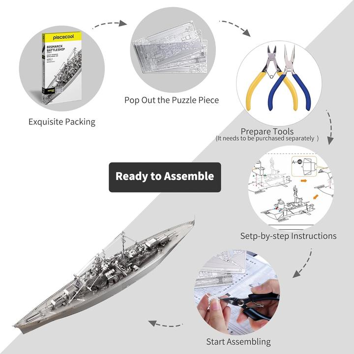 Actual product image Piececool 3D Puzzle Schlachtschiff Bismarck