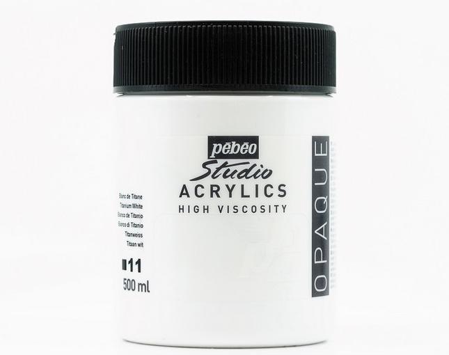 Produktbild Pebeo Studio Acrylics feine Acrylfarben (Titanweiss, 500 ml)