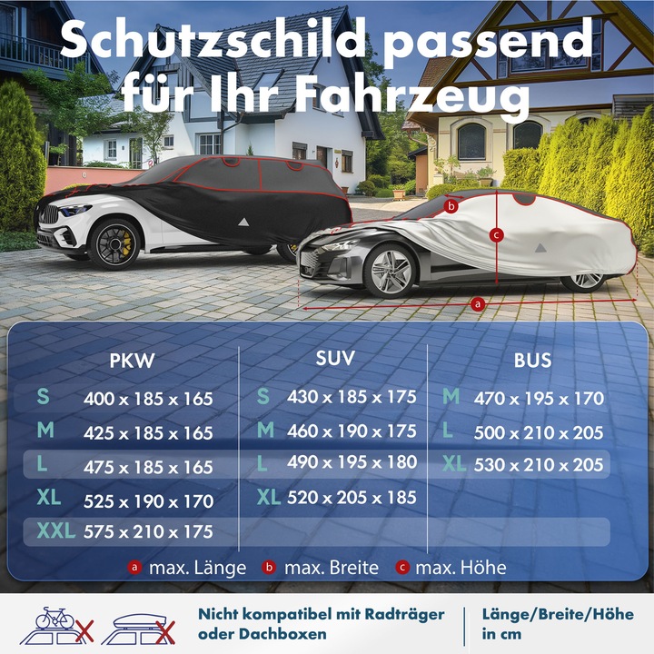 Produktbild Walser SUV Hagelschutzplane Premium Hybrid, Hagelschutzgarage Gröe M