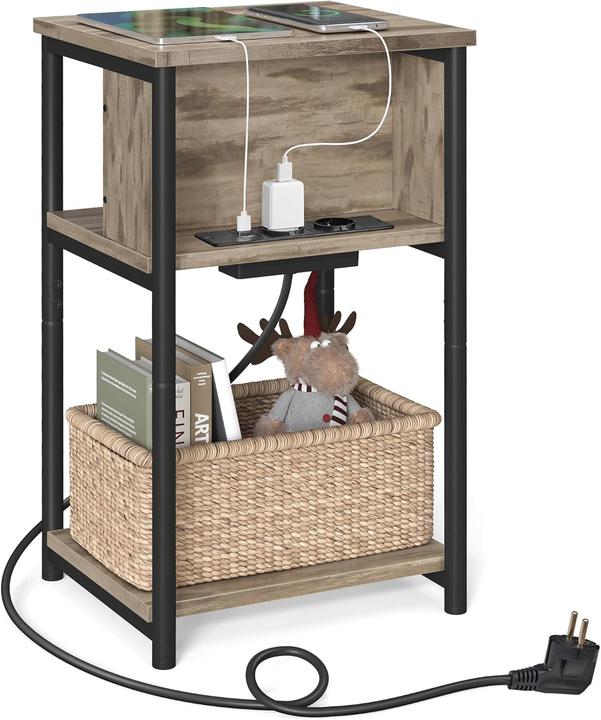 Vasagle Beistelltisch LET375K01 mit Steckdose und USB-Anschlüssen (34 x 30 x 58 cm)