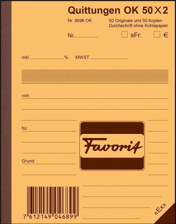 Favorit Carbonless copy book receipts (100 x)