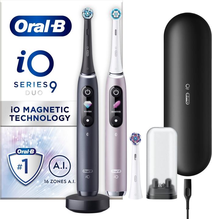 Produktbild Oral-B iO9 Duo Pack Black Onyx & Rose Quartz Electric Toothbrush (Oszillierende Zahnbürste)