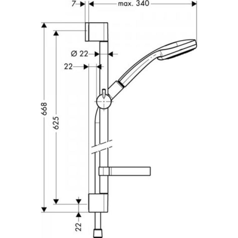 Thumbnail - hansgrohe, Duschsystem, HG Brauseset CROMA 100 MULTI Brausestange Unica'C 650mm chrom