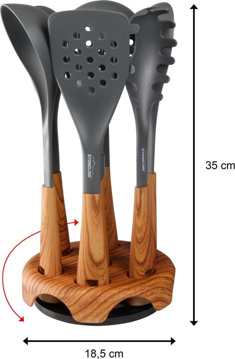 Produktbild Stoneline Back to Nature Küchenhelfer-Set, 8-tlg., in drehbarem Aufbewahrungsständer