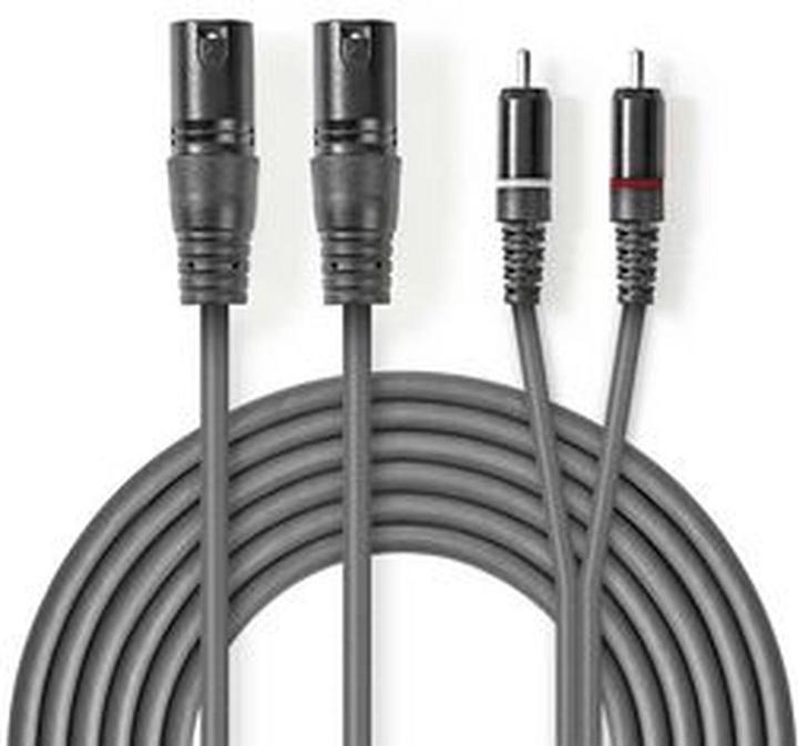 Immagine prodotto Nedis Cavo audio bilanciato | 2x XLR 3-pin maschio | 2x RCA maschio | Nichelato | 1,50 m | tondo | PV (1.50 m, Cinch)