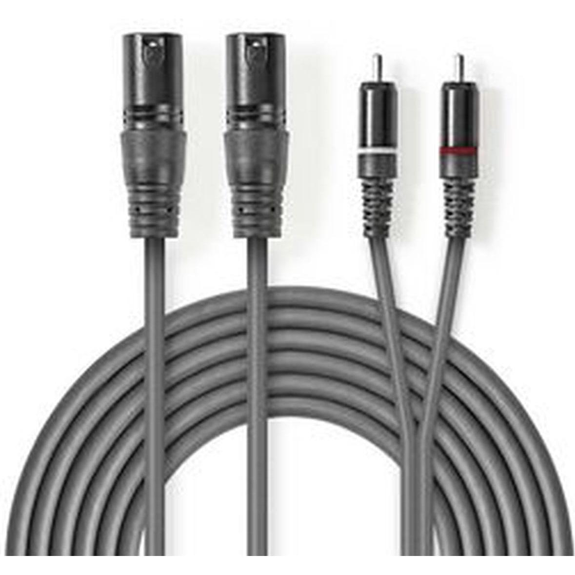 Nedis Cavo audio bilanciato 2x XLR 3-pin maschio 2x RCA maschio Nichelato 1,50 m tondo PV (1.50 m, Cinch, XLR), Cavo audio