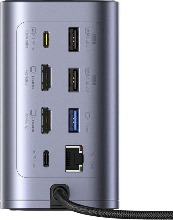 Actual product image Baseus USB-C Hub NU1 Air Spacemate, 12in1, Grey (USB-C, 12 ports)