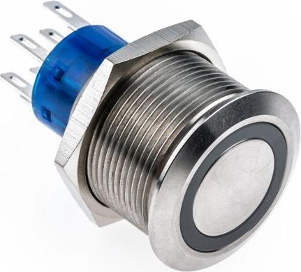 Actual product image RS PRO Pushbutton switch White illuminated Pushbutton end 22.2 (dia.)mm, 2 NO/2 NC 250V ac / 3 A, 5 A