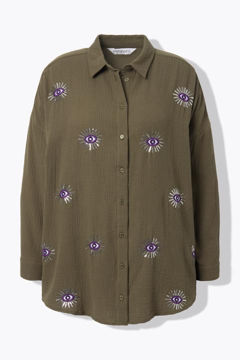Actual product image Studio Untold Eye Embroidery Button Front Shirt (54)