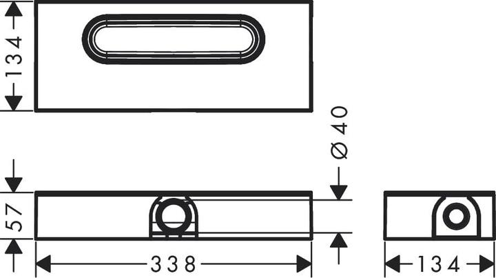 Produktbild hansgrohe Grundkörper uBox universal für Duschrinnen Ablaufgehäuse, flach (343 mm)