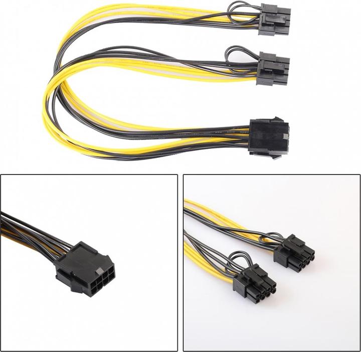 Image du produit PowerGuard PCI-E 8 broches vers 2x 8 broches Dual Power Splitter Câble GPU 30cm