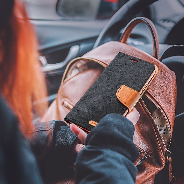 Produktbild OEM Rückwandabdeckung CANVAS Book Case für SAMSUNG A14 4G / A14 5G schwarz (Samsung Galaxy A14 5G, Samsung Galaxy A14)