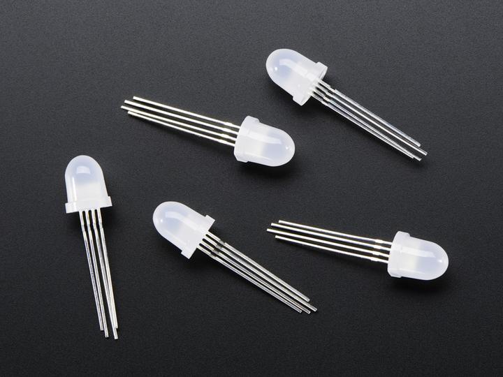 Actual product image Adafruit NeoPixel Diffused 8mm Through-Hole LED 5 Pack
