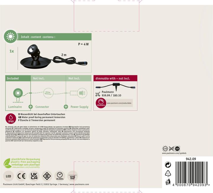 Productafbeelding Paulmann Plug & Shine onderwaterschijnwerper (400 lm, IP68)