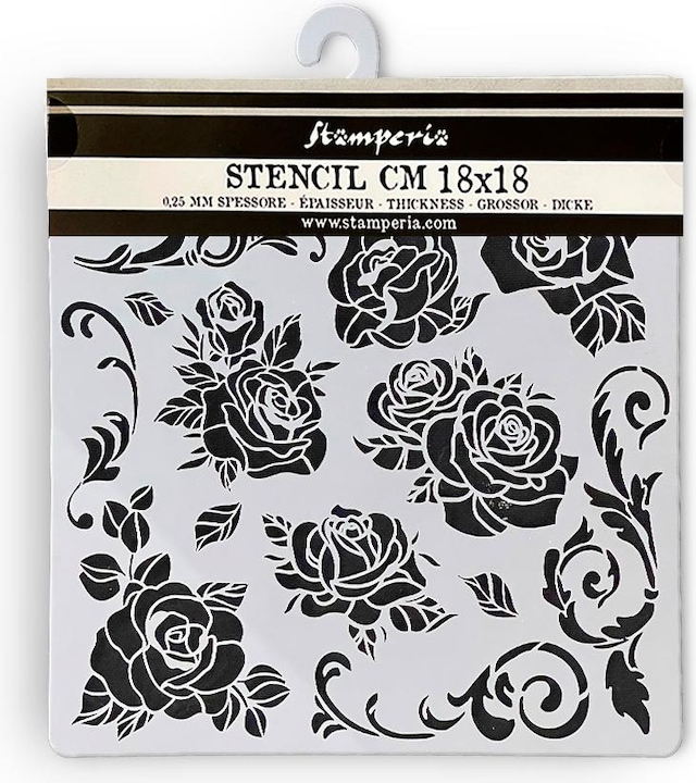 Image du produit Stamperia Pochoir "Shabby Rose - Pattern", 18x18cm
