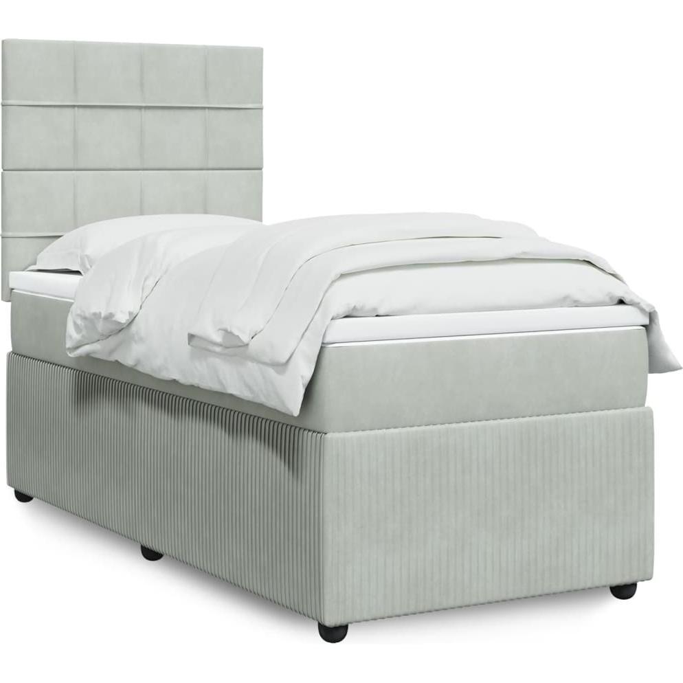 VidaXL, Bett, Bo x springbett mit Matratze 90 x 190 cm Samt (90 x 190 cm)