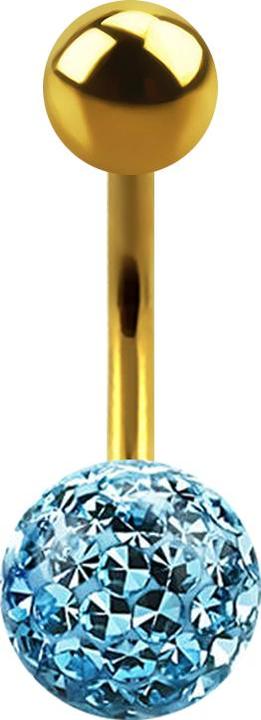 Immagine prodotto Star Piercing Banana placcata in oro con sfera e sfera di cristallo aqua strato protettivo epossidico (senza ottone, Titanio)