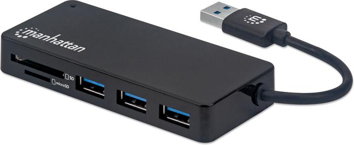 Manhattan USB 3.0 with card reader (USB-C, 3 Ports)