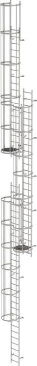 Produktbild Munk Mehrzügige Steigleiter mit Rückenschutz (Maschinen) Edelstahl 16,32m (Mehrzweckleiter, 1632 cm)