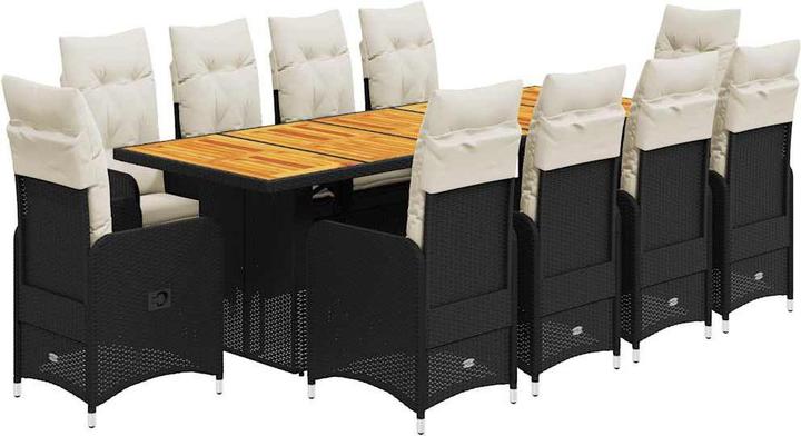 Produktbild vidaXL Bistroset Sitzgruppe Balkonset Gartenmöbel 11-tlg. Schwarz Poly Rattan
