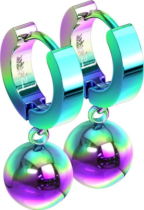 Image du produit Star Piercing Boucles d'oreilles à clapet coloré pendentif boule (sans laiton, Acier chirurgical 316L)