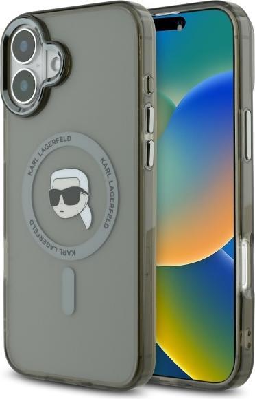 Karl Lagerfeld KLHMP16SHLSKIK Custodia rigida per iPhone 16 da 6,1" in metallo Karl Head MagSafe (Apple iPhone 16)