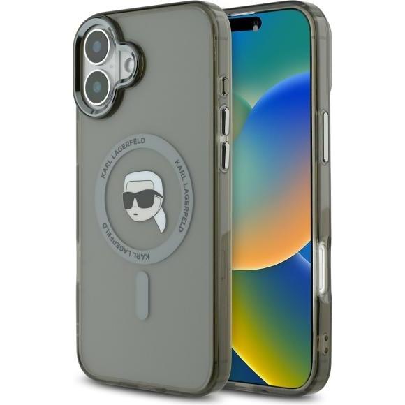 Karl Lagerfeld KLHMP16SHLSKIK iPhone 16 6.1" czarny/black hardcase IML Metal Karl Head MagSafe (Apple iPhone 16), Smartp...