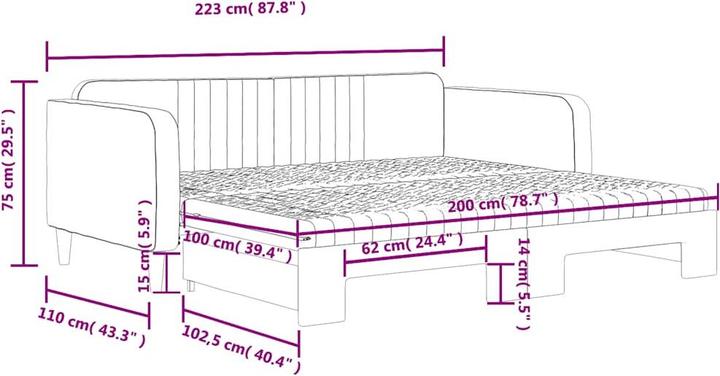 Produktbild vidaXL ausziehbares Tagesbett