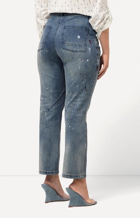 Produktbild Ulla Popken Jeans Mandy, Farbspritzer, Ziernaht, weites Bein (54)