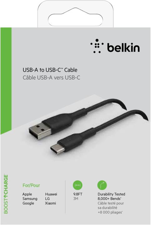 Actual product image Belkin USB charging cable Boost Charge USB-A - USB-C 3 m (3 m, USB 2.0)