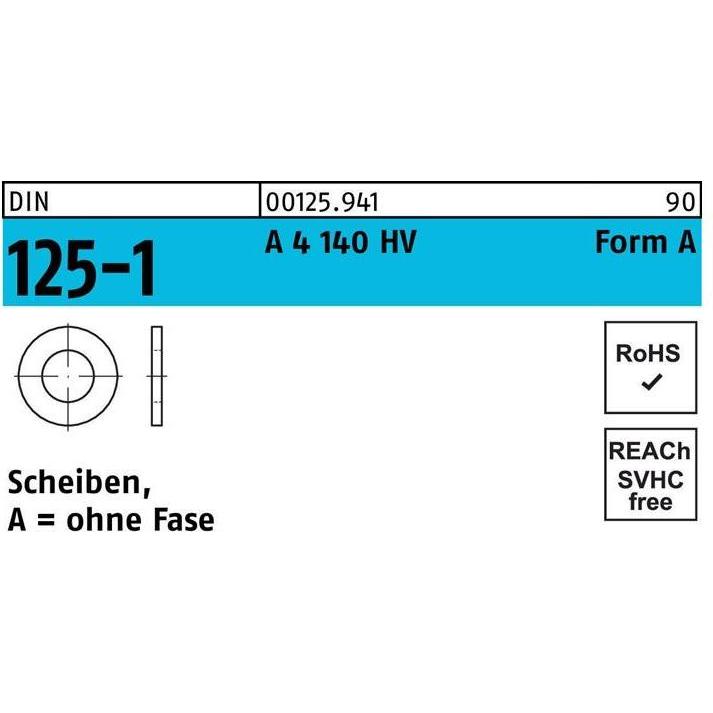 Zubehör Befestigungstechnik, Unterlegscheibe DIN 125-1 Form A 23 x39 x3 A 4 140 HV