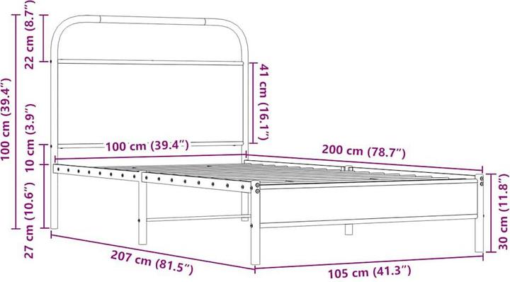 Image du produit vidaXL Bettgestell (100 x 200 cm)