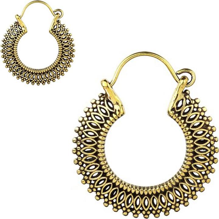 Produktbild Star Piercing Ohrring vergoldet drei Muster Creole (Messing)