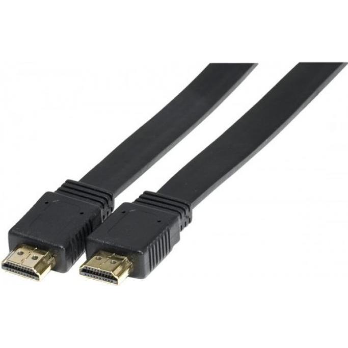 Tecline High Speed HDMI Flachkabel, vergoldet, HDMI St. A / St. A, schwarz, 1,5 m flaches HDMI Kabel zur dis (1.50 m, HD...