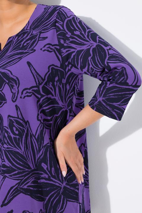 Produktbild Ulla Popken Shirt, Blätter, A-Linie, Tunika-Ausschnitt, 3/4-Arm (58)