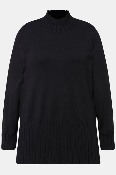 Produktbild Ulla Popken Pullover, gerippter Stehkragen, Langarm (42, 44)