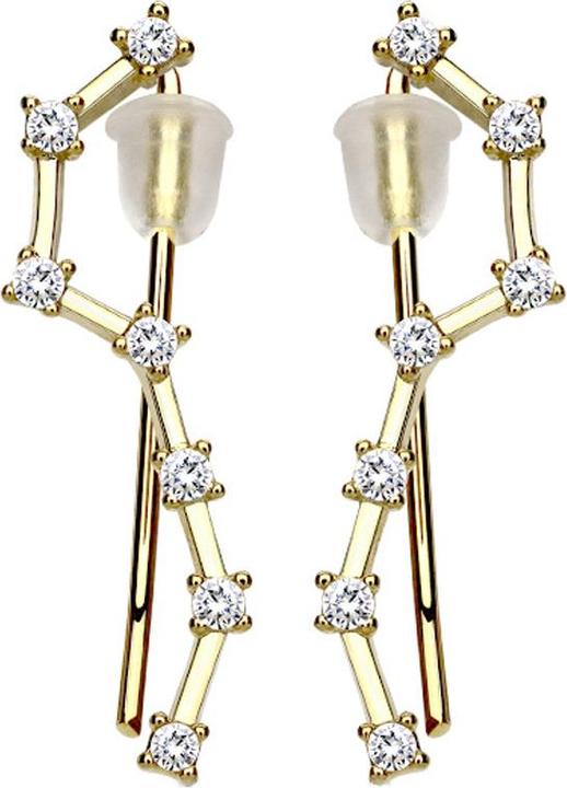 Produktbild Star Piercing Ohrring Ear Climber vergoldet mit sieben Kristallen (Messing)