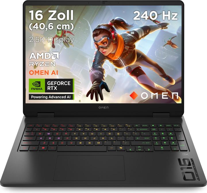 Produktbild HP Omen 16-ap0093ng Gaming Notebook 40,6 cm (16 Zoll) (16", AMD Ryzen 9 8940HX, 32 GB, 1000 GB, DE)