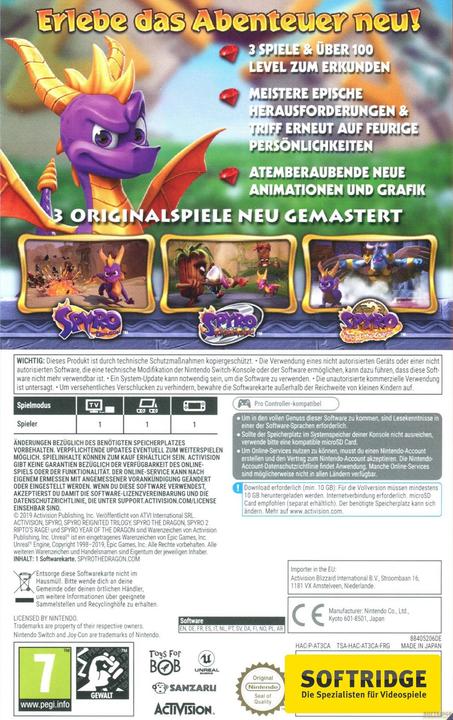 Actual product image Activision Spyro Reignited Trilogy (Switch, DE)