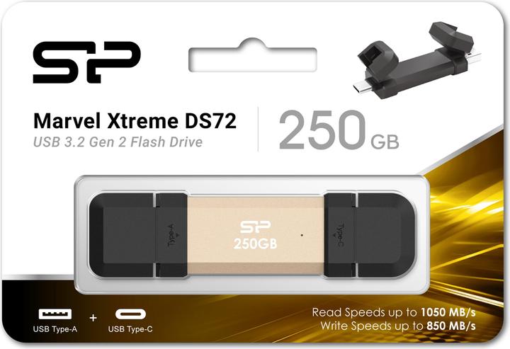 Immagine prodotto Silicon Power 250GB USB Stick USB Typ A+C 1050/850MB's gold (250 GB, USB-C, USB-A)