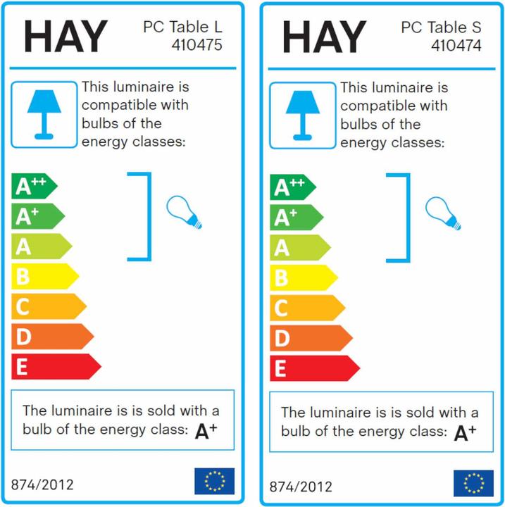 Label énergétique HAY PC Lampe de table L Aluminium (E27)