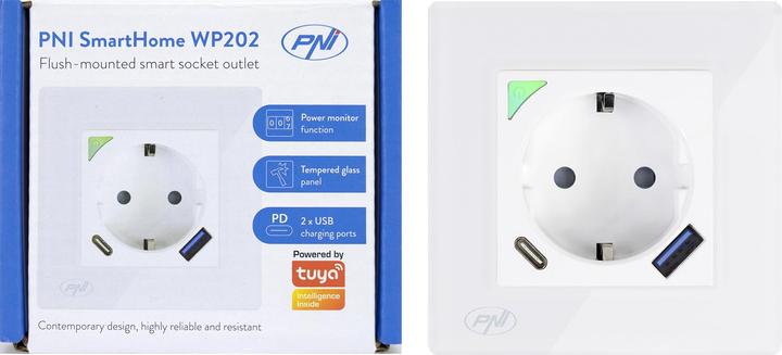 Actual product image PNI SmartHome WP202 WiFi smart socket outlet, concealed installation, internet control, special Tuya