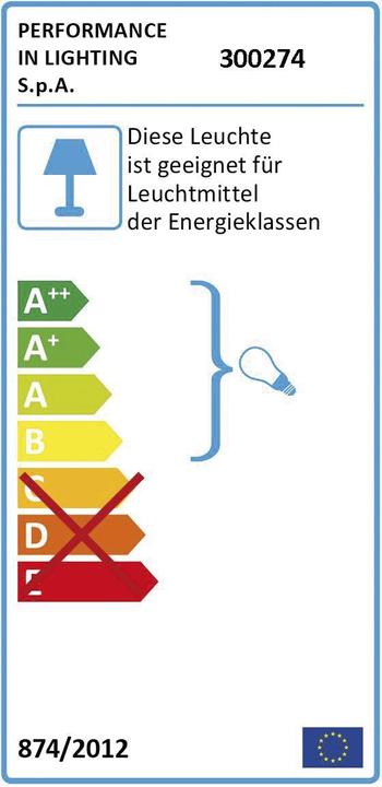 Energy Label PiL Wall Lamp E27 60W White PRISMA (E27, IP44)