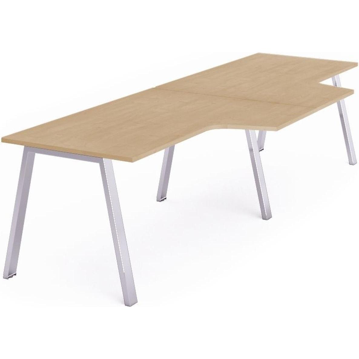 Rocada, Schreibtisch, Mehrfacharbeitstisch Blanca L-Form BxTxH 360x120/80x73cm Gestell verchromt Platte Melamin buche (8...
