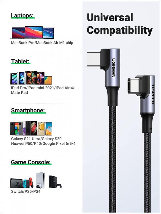 Immagine prodotto Ugreen USB C – USB C (2 m, USB 2.0, 100 W)