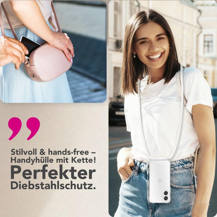 Produktbild Nalia Cover "Hangit" - Klare Hülle mit Band zum Umhängen, 160cm Handy Kette - Wearable Phone Case