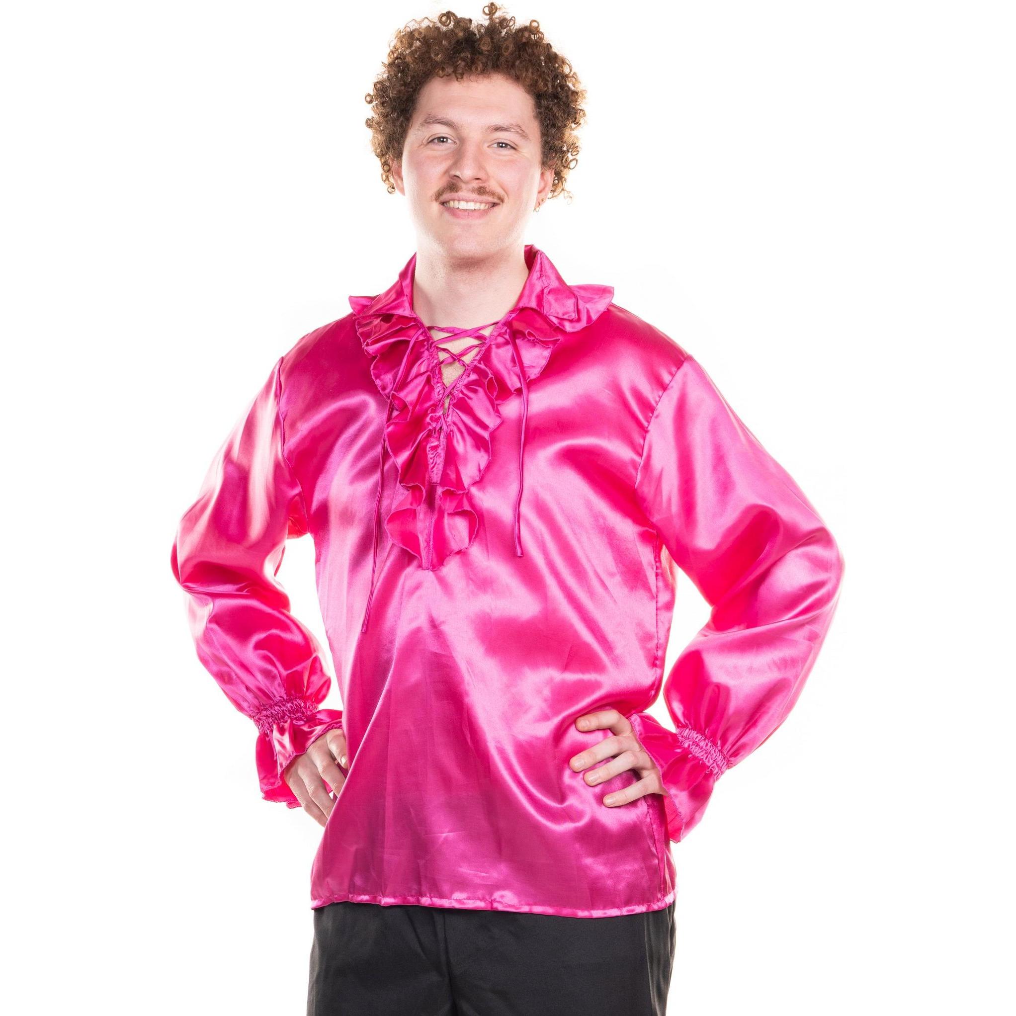 Metamorph Satinhemd mit Rüschen pink (54, 55, 56)