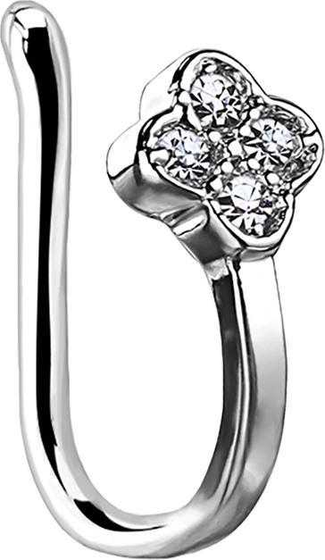 Produktbild Star Piercing Fake Nasenpiercing Clip silber Blume mit Kristall (Messing)