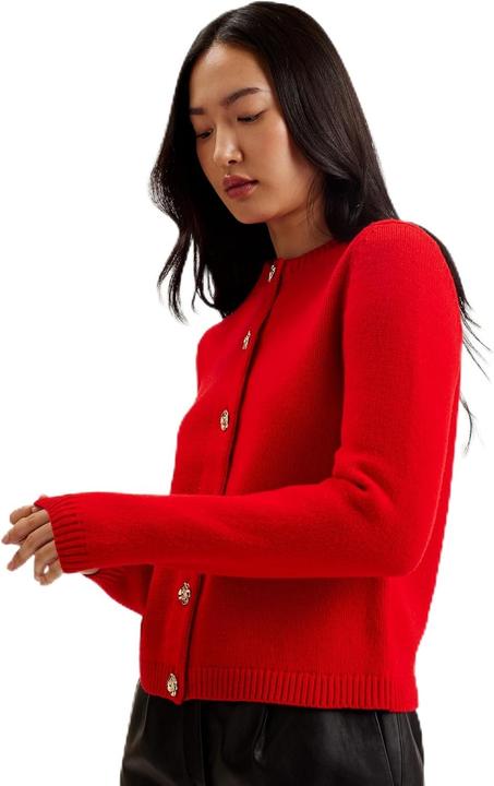 Produktbild Ted Baker Dames Wmk-jaycey-Rose Button Crew Neck Cardigan Sweater, Rood, 34 (34)